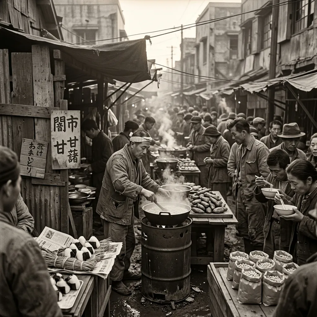 戦後の食糧難：闇市と復興の味